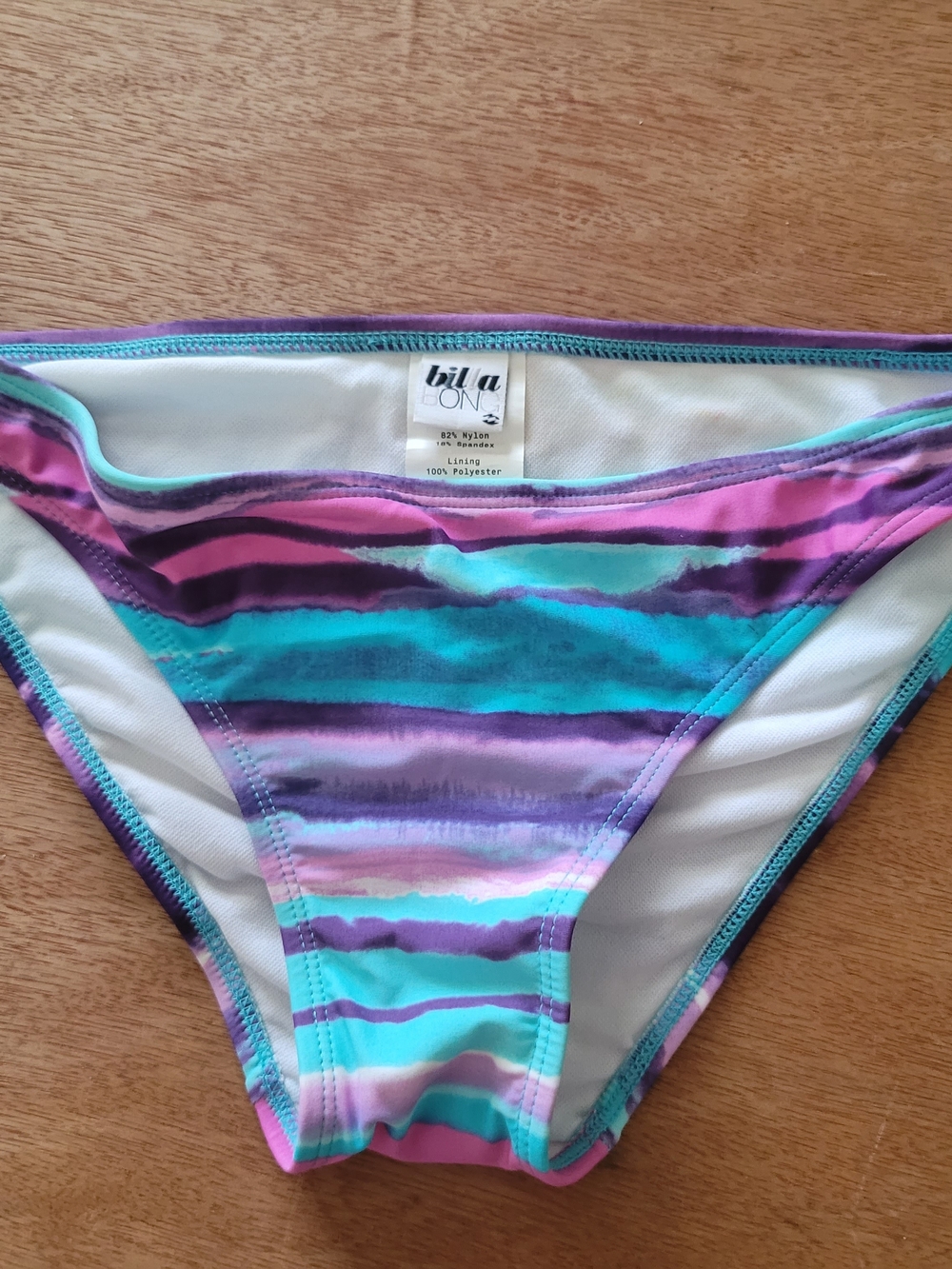 Billabong Women's Multicolor Stripe Bikini Bottom - Pink/Teal/Purple